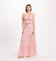 Ensemble Luz – Ensemble jupe longue avec crop top, 100 % coton avec lurex – Miss June Paris - 8