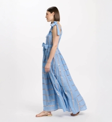 Abito Aly – Abito lungo con spalline e cintura abbinata, 100% cotone con lurex – Miss June Paris - 10