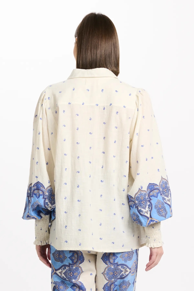 Bluse Viki – Langärmlige Bluse, aus bedrucktem Slub-Baumwollstoff, 100 % Baumwolle – Miss June Paris - 6