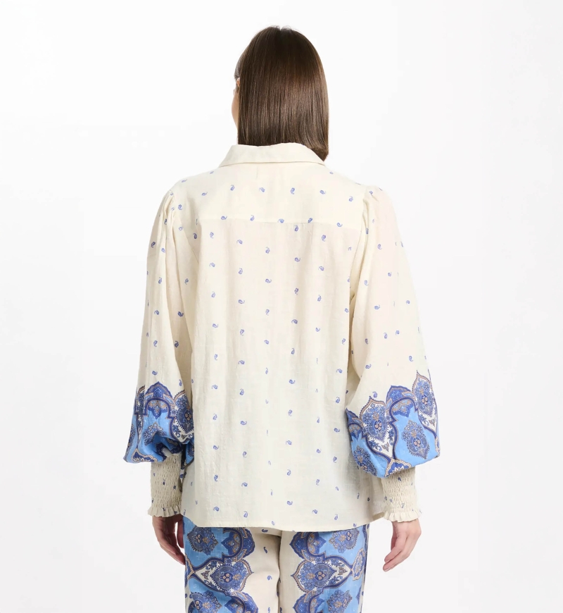Shirt Viki Long Sleeves Shirt, 100% cotton slub printed - Miss June Paris  - 6