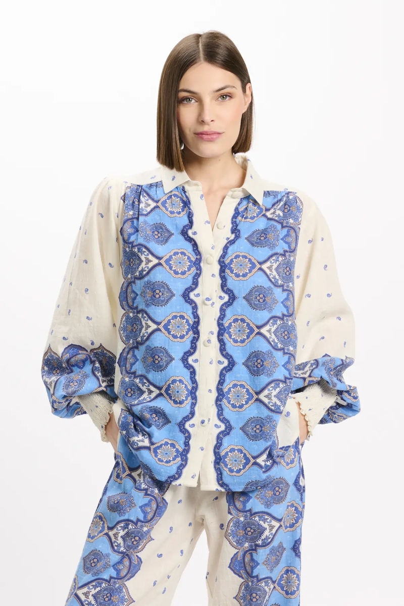 Camisa Viki – Camisa de manga larga, de algodón slub estampado, 100 % algodón – Miss June Paris - 4