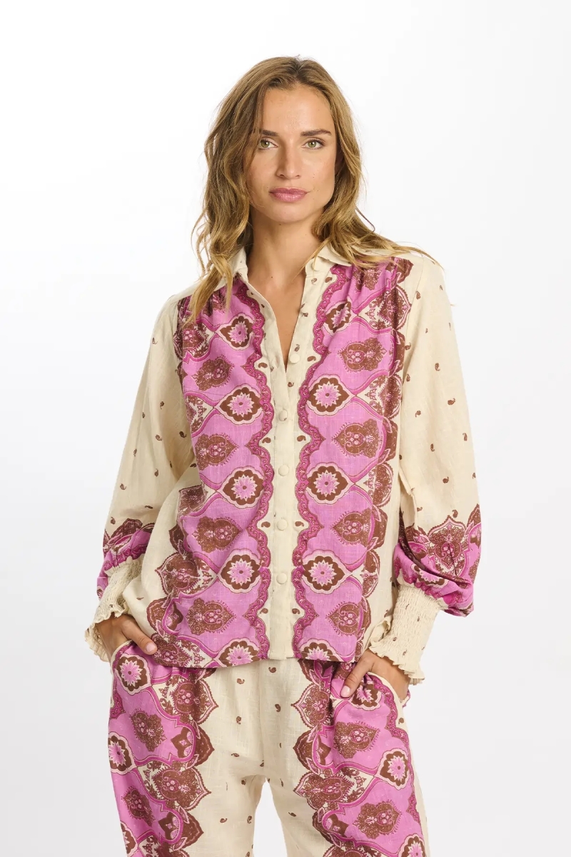 Chemise Viki – Chemise à manches longues, en coton slub imprimé, 100 % coton – Miss June Paris - 7