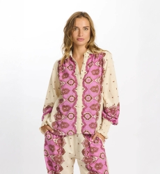 Bluse Viki – Langärmlige Bluse, aus bedrucktem Slub-Baumwollstoff, 100 % Baumwolle – Miss June Paris - 7