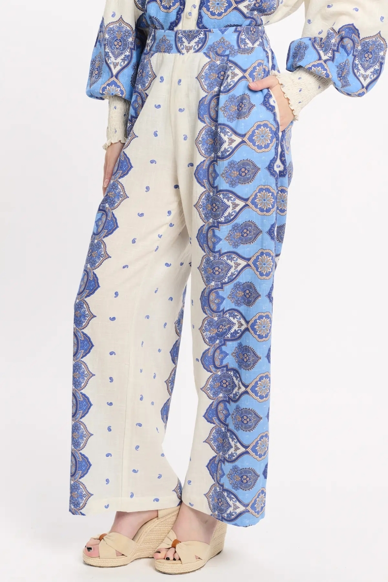 Pantaloni Tais – Pantaloni con tasche, in cotone slub stampato, 100% cotone – Miss June Paris - 6
