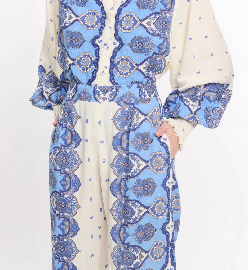 Pantaloni Tais – Pantaloni con tasche, in cotone slub stampato, 100% cotone – Miss June Paris - 5