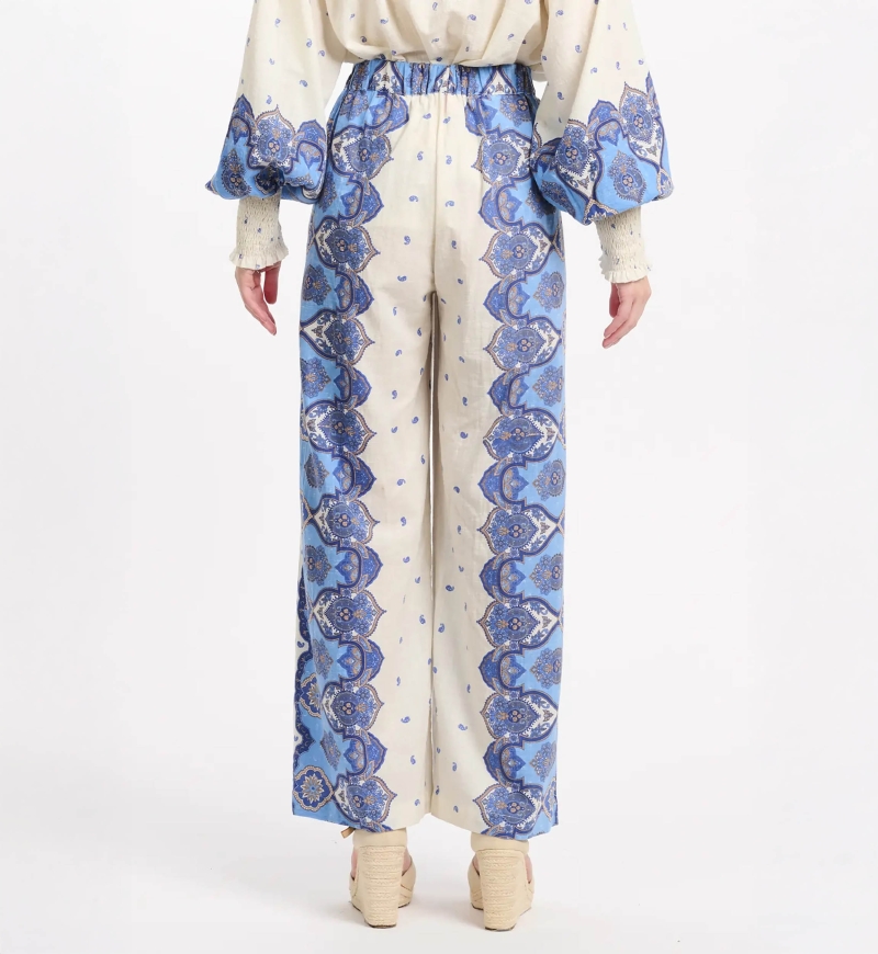 Hose Tais – Hose mit Taschen, aus bedrucktem Slub-Baumwollstoff, 100 % Baumwolle – Miss June Paris - 7