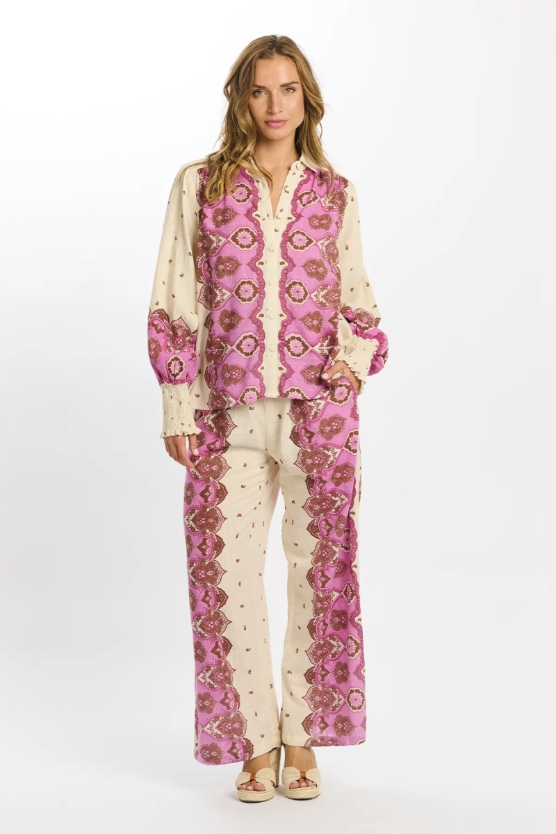 Pantaloni Tais – Pantaloni con tasche, in cotone slub stampato, 100% cotone – Miss June Paris - 8