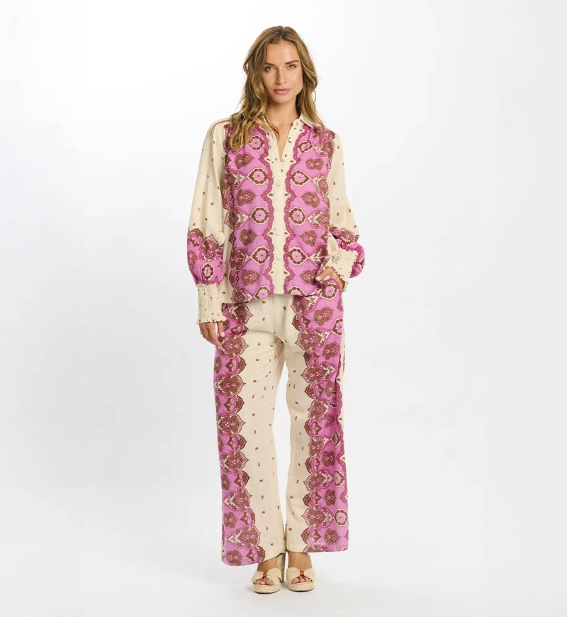 Pantaloni Tais – Pantaloni con tasche, in cotone slub stampato, 100% cotone – Miss June Paris - 8