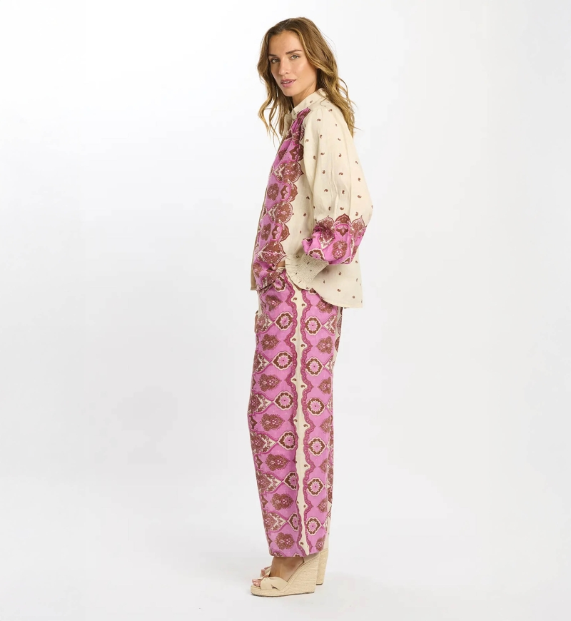 Pantaloni Tais – Pantaloni con tasche, in cotone slub stampato, 100% cotone – Miss June Paris - 9