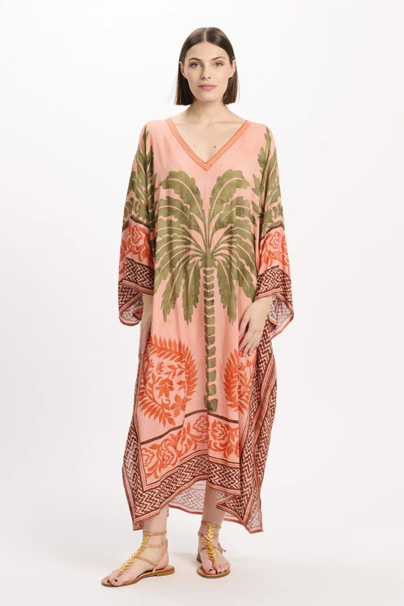 Kaftan Rhoda – Kaftan longo com mangas compridas, em modal estampado com bordados, 100% modal – Miss June Paris - 7