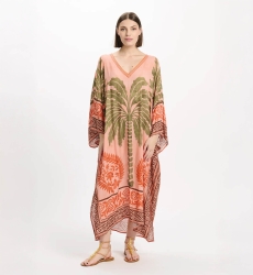 Kaftan Rhoda – Langer Kaftan mit langen Ärmeln, aus bedrucktem Modal mit Stickereien, 100 % Modal – Miss June Paris - 7