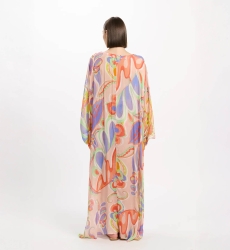 Kaftan Varda – Langer Kaftan mit langen Ärmeln und innenliegendem Gürtel, Stickerei aus 100 % Viskose – Miss June Paris - 5