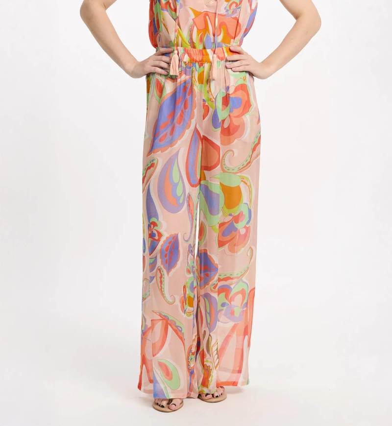 Calças Adira – Calças com bolsos, em rayon estampado, 100% rayon – Miss June Paris - 3