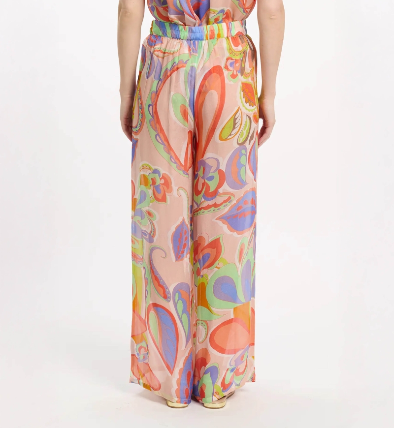 Calças Adira – Calças com bolsos, em rayon estampado, 100% rayon – Miss June Paris - 4