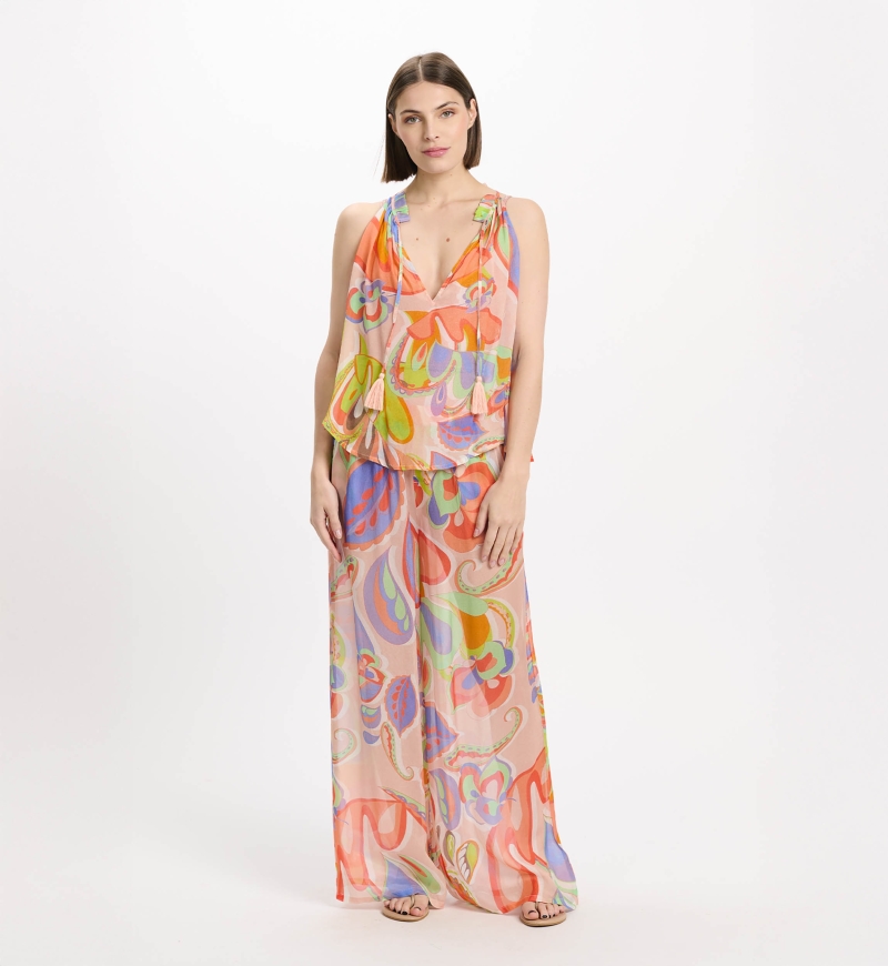 Top Erika Thin Strap Top, 100% rayon printed - Miss June Paris - 2