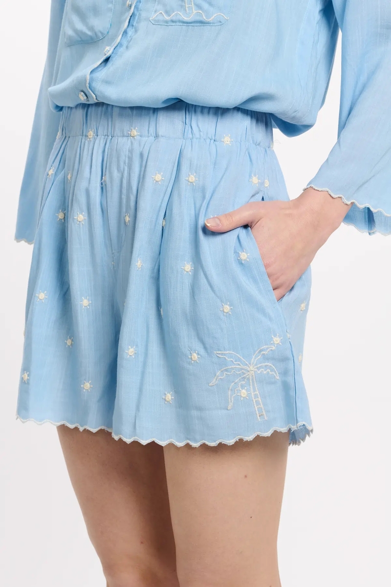 Shorts Lumi – Shorts mit Taschen, aus Rayon mit Stickereien, 100 % Viskose – Miss June Paris - 5