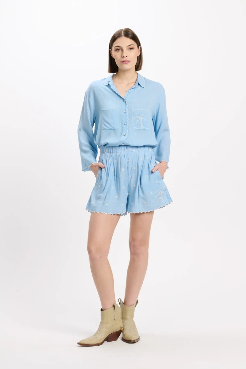 Short Lumi Shorts With Pockets, 100% rayon with embroidery - Miss June Paris - 4