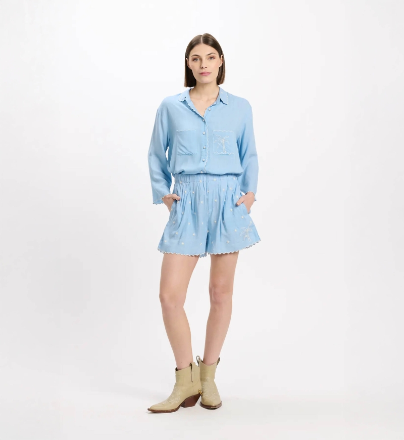 Short Lumi Shorts With Pockets, 100% rayon with embroidery - Miss June Paris - 4