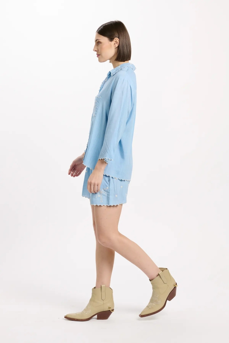 Short Lumi – Short con bolsillos, de rayón con bordados, 100 % rayón – Miss June Paris - 6