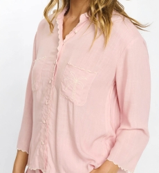 Camisa Idalia – Camisa com mangas 3/4, em rayon com bordados, 100% rayon – Miss June Paris - 10