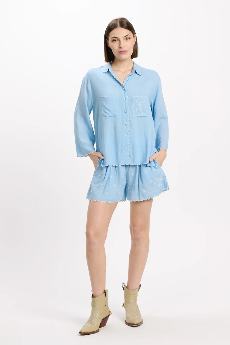 Chemise Idalia – Chemise à manches 3/4, en rayonne avec broderies, 100 % rayonne – Miss June Paris - 4