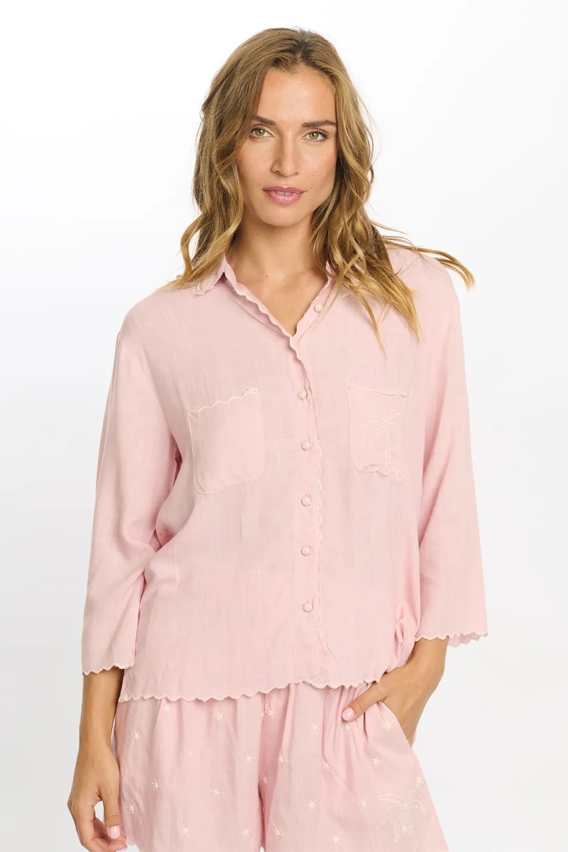 Chemise Idalia – Chemise à manches 3/4, en rayonne avec broderies, 100 % rayonne – Miss June Paris - 9