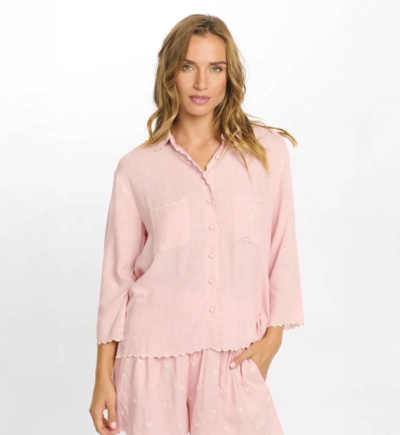 Camisa Idalia – Camisa de manga 3/4, de rayón con bordados, 100 % rayón – Miss June Paris - 9