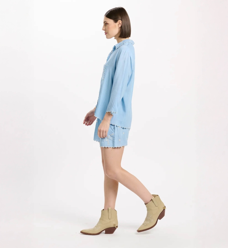 Chemise Idalia – Chemise à manches 3/4, en rayonne avec broderies, 100 % rayonne – Miss June Paris - 6