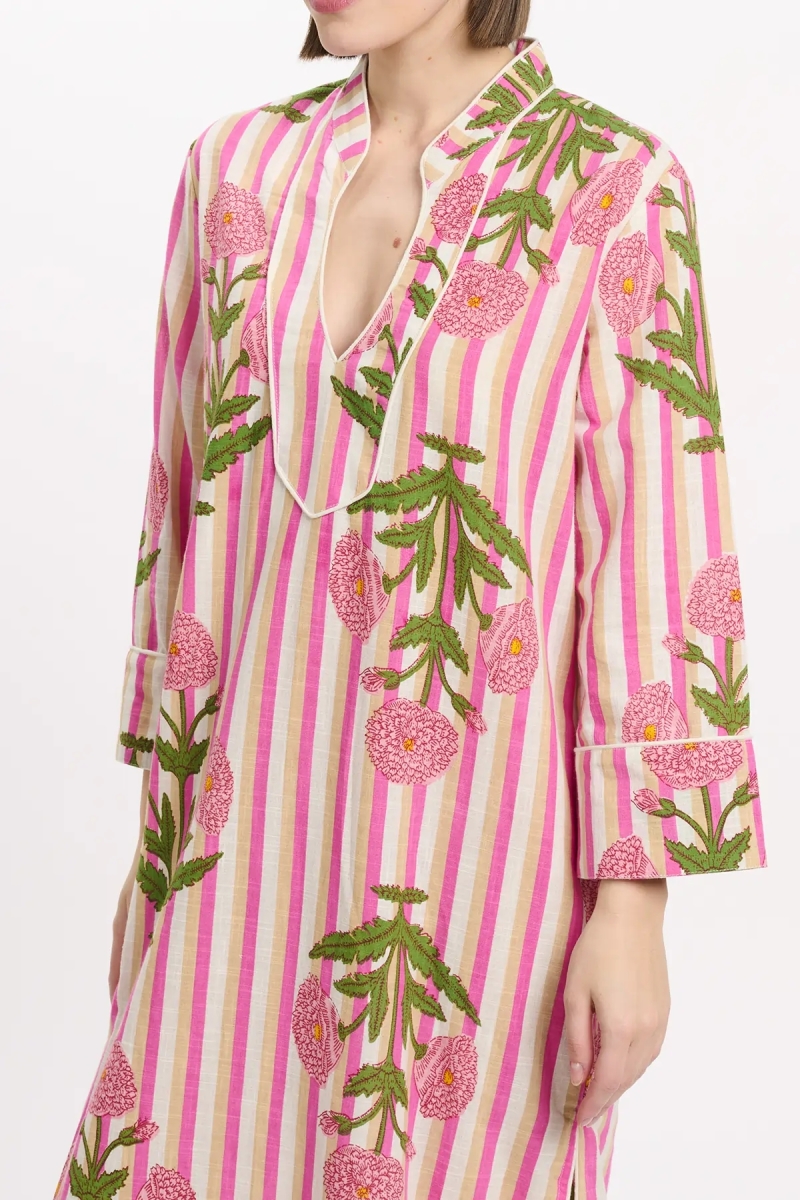 Vestido Charly – Vestido de manga larga, de algodón slub estampado, 100 % algodón – Miss June Paris - 3