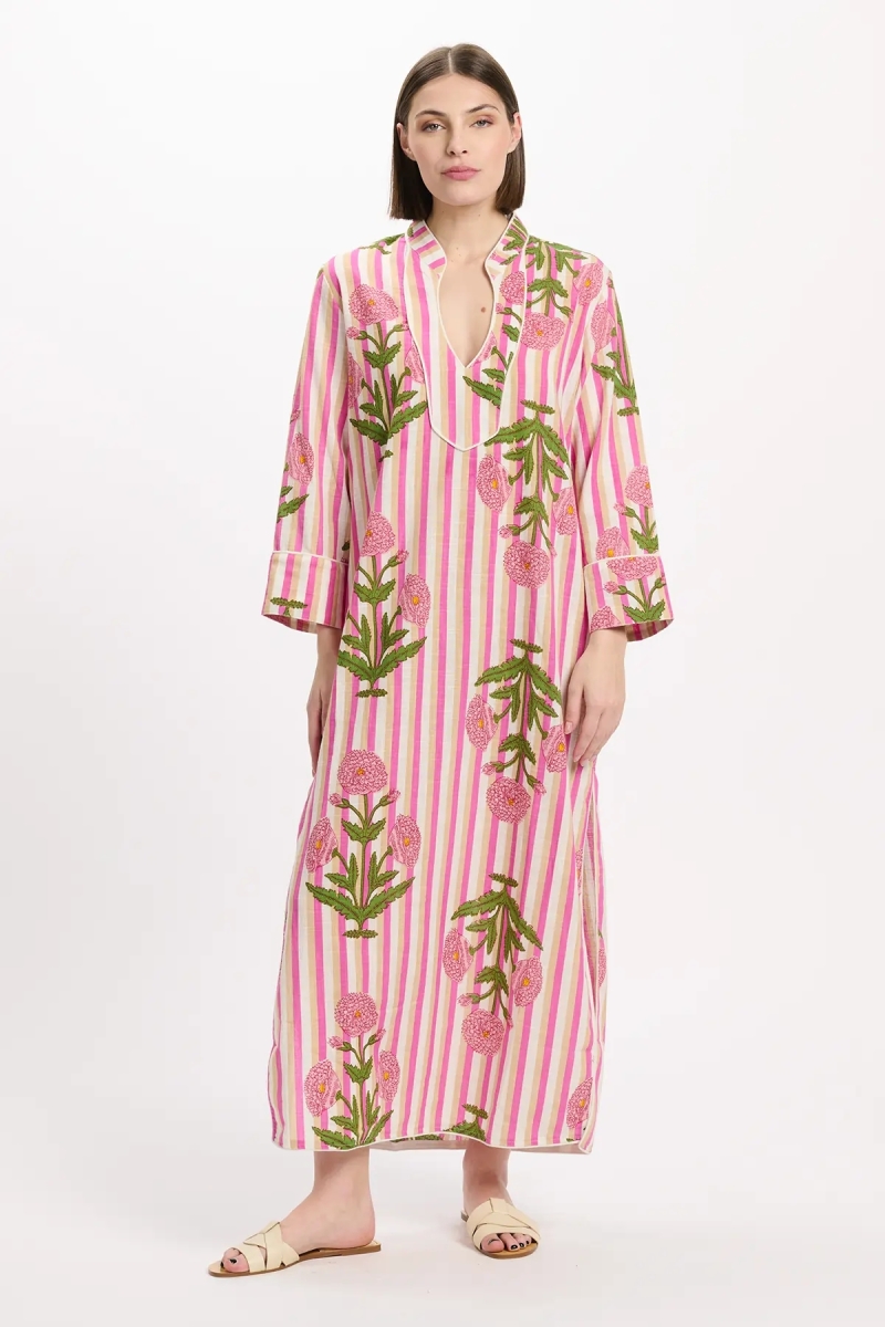 Vestido Charly – Vestido de manga larga, de algodón slub estampado, 100 % algodón – Miss June Paris - 2