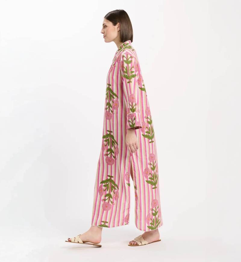 Abito Charly – Abito a maniche lunghe, in cotone slub stampato, 100% cotone – Miss June Paris - 5