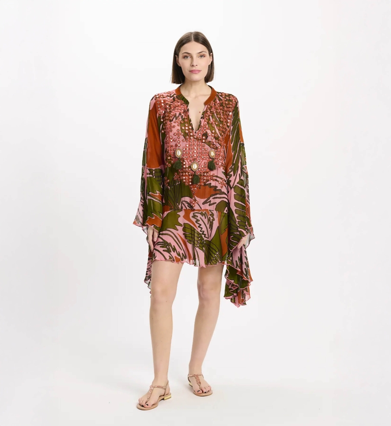 Miss June Paris — Anaya Short Kaftan Pink