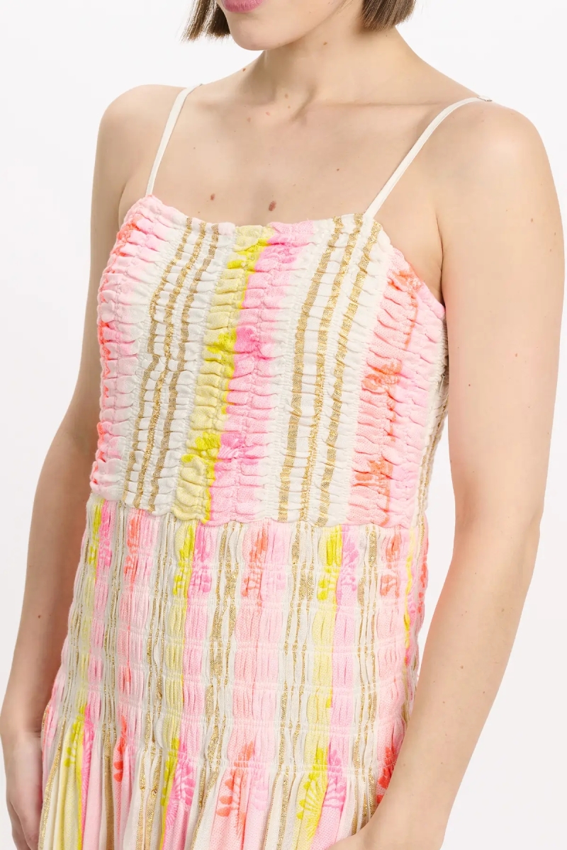 Vestido Perla – Vestido longo com alças finas, em rayon estampado com lurex, 100% rayon – Miss June Paris - 3