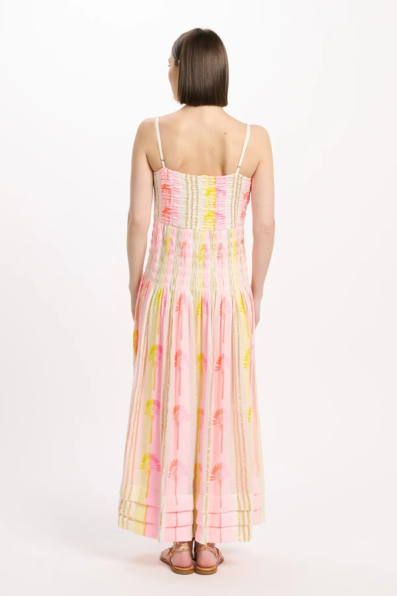 Kleid Perla – Langes Kleid mit dünnen Trägern, aus bedrucktem Rayon mit Lurex, 100 % Viskose – Miss June Paris - 4