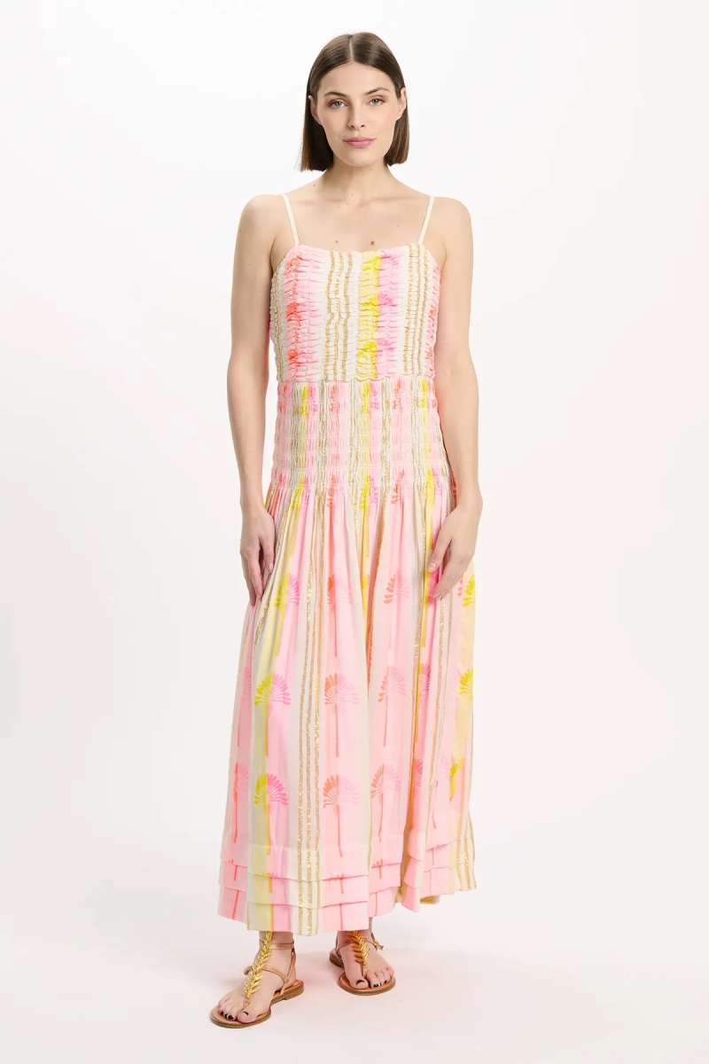 Kleid Perla – Langes Kleid mit dünnen Trägern, aus bedrucktem Rayon mit Lurex, 100 % Viskose – Miss June Paris - 2