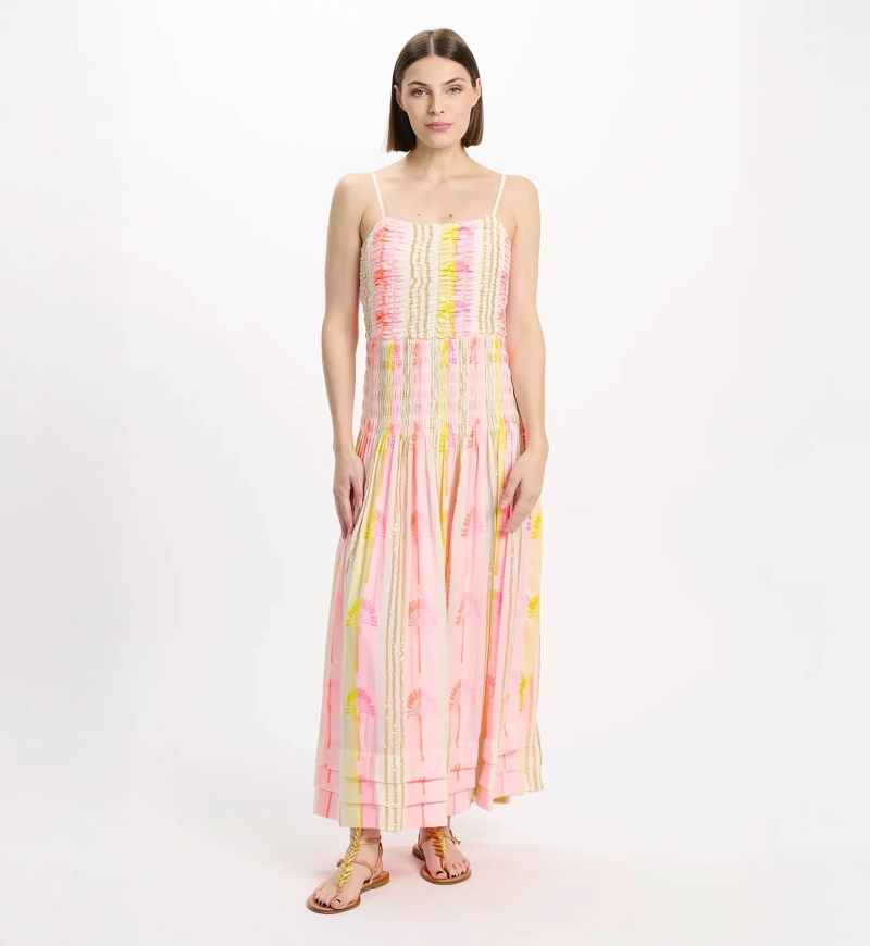 Dress Perla Long Dress With Thin Straps, 100% rayon printed with lurex - Miss June Paris - 2