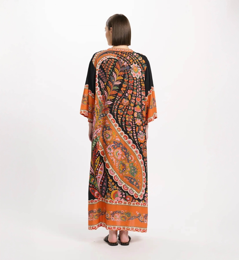 Vestido Lior – Vestido longo de mangas compridas, em rayon estampado, 100 % rayon – Miss June Paris - 6