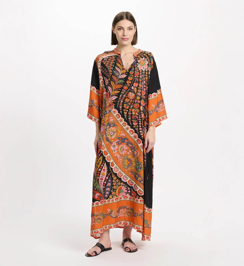 Vestido Lior – Vestido longo de mangas compridas, em rayon estampado, 100 % rayon – Miss June Paris - 4