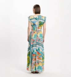 Kleid Taly – Langes Kleid mit kurzen Ärmeln, aus bedrucktem Modal, 100 % Modal – Miss June Paris - 4