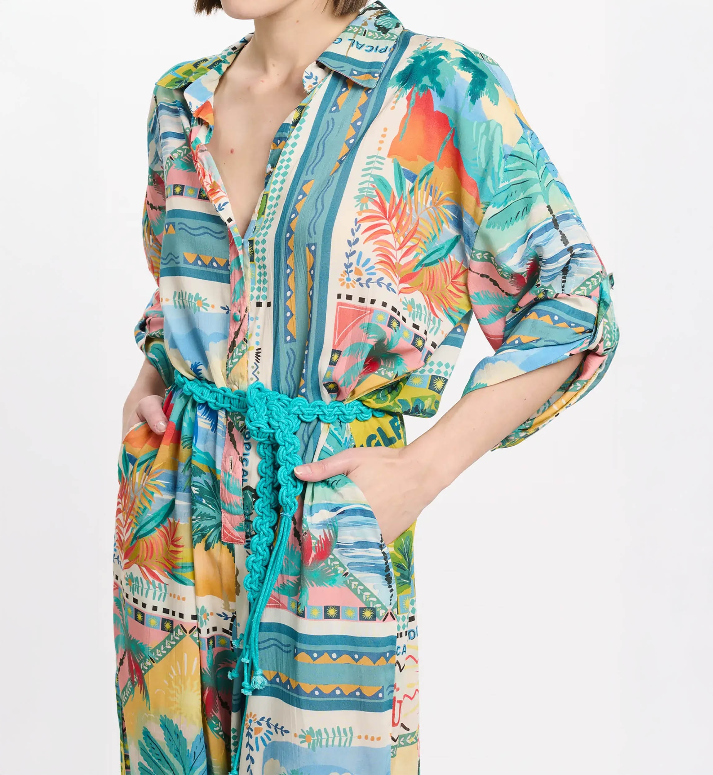 Macacão Swan – Macacão com mangas ajustáveis, bolsos e cinto, em modal estampado, 100 % modal – Miss June Paris - 3