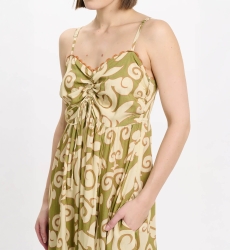 Vestido Becky – Vestido longo com alças finas, laços e bolsos, em modal estampado, 100 % modal – Miss June Paris - 3