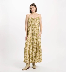 Vestido Becky – Vestido largo con tirantes finos, cordones y bolsillos, de modal estampado, 100 % modal – Miss June Paris - 2