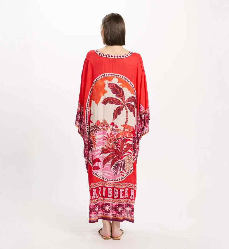Miss June Paris — Keira Long Kaftan Red