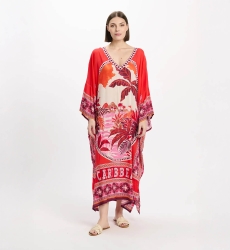 Miss June Paris — Caftano Lungo Keira Rosso