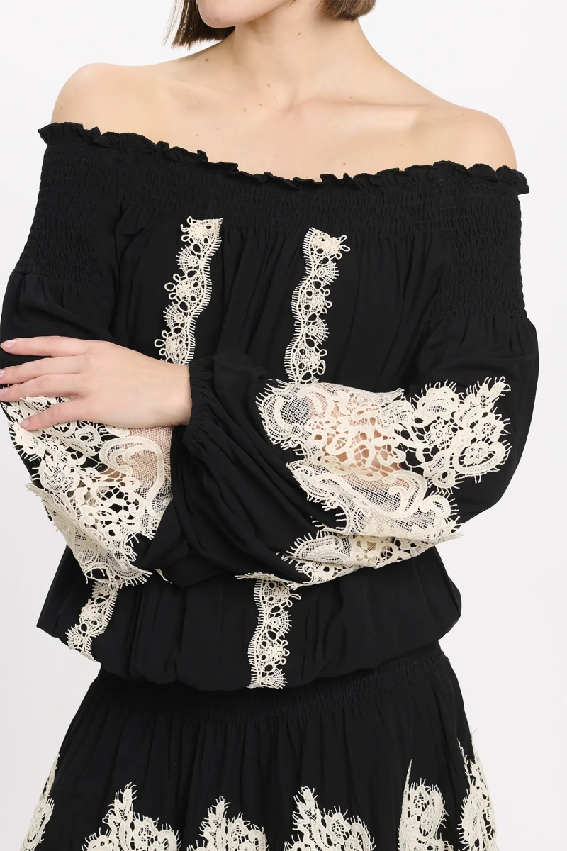 Vestido Laurel – Vestido corto con hombros descubiertos y cordones, 100 % modal – Miss June Paris - 6