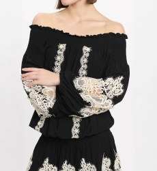 Robe Laurel – Robe courte épaules dénudées avec lacets, 100 % modal – Miss June Paris - 6