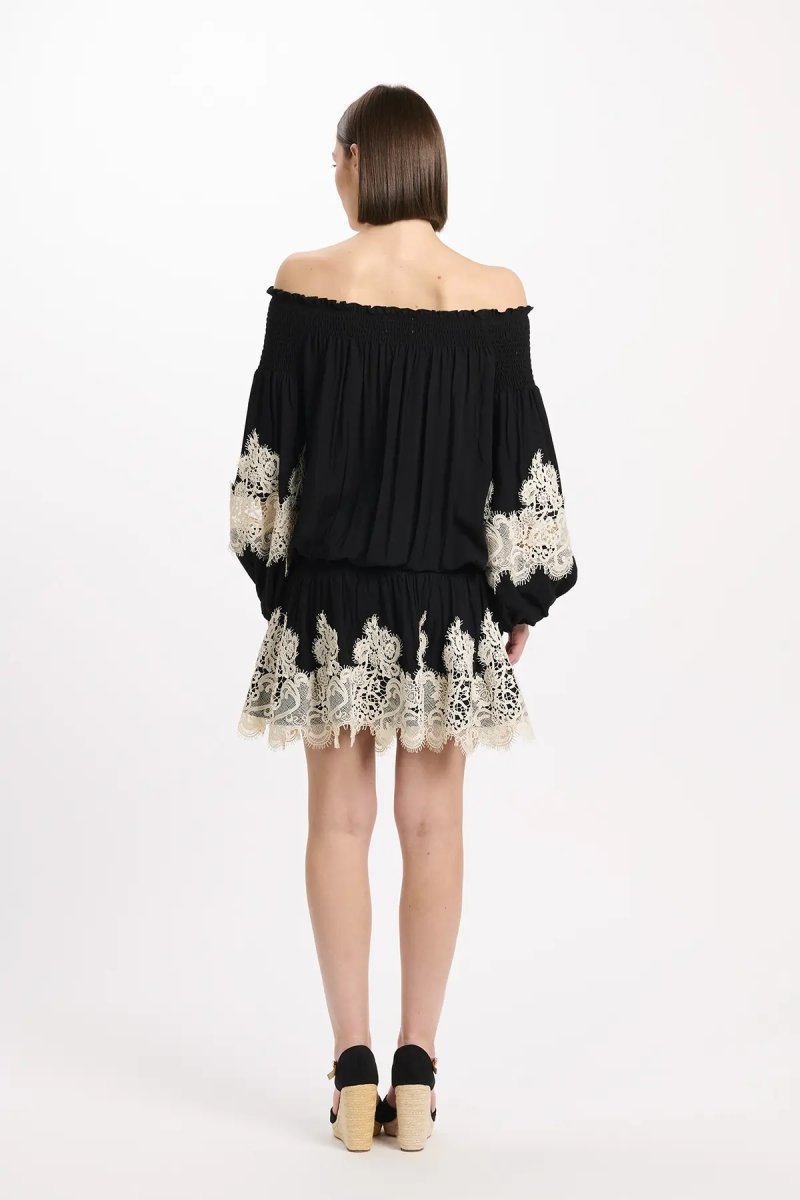 Vestido Laurel – Vestido corto con hombros descubiertos y cordones, 100 % modal – Miss June Paris - 5