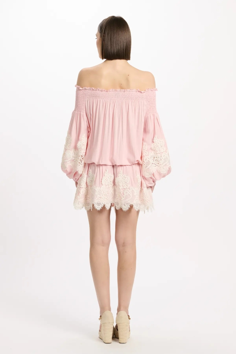Vestido Laurel – Vestido corto con hombros descubiertos y cordones, 100 % modal – Miss June Paris - 9