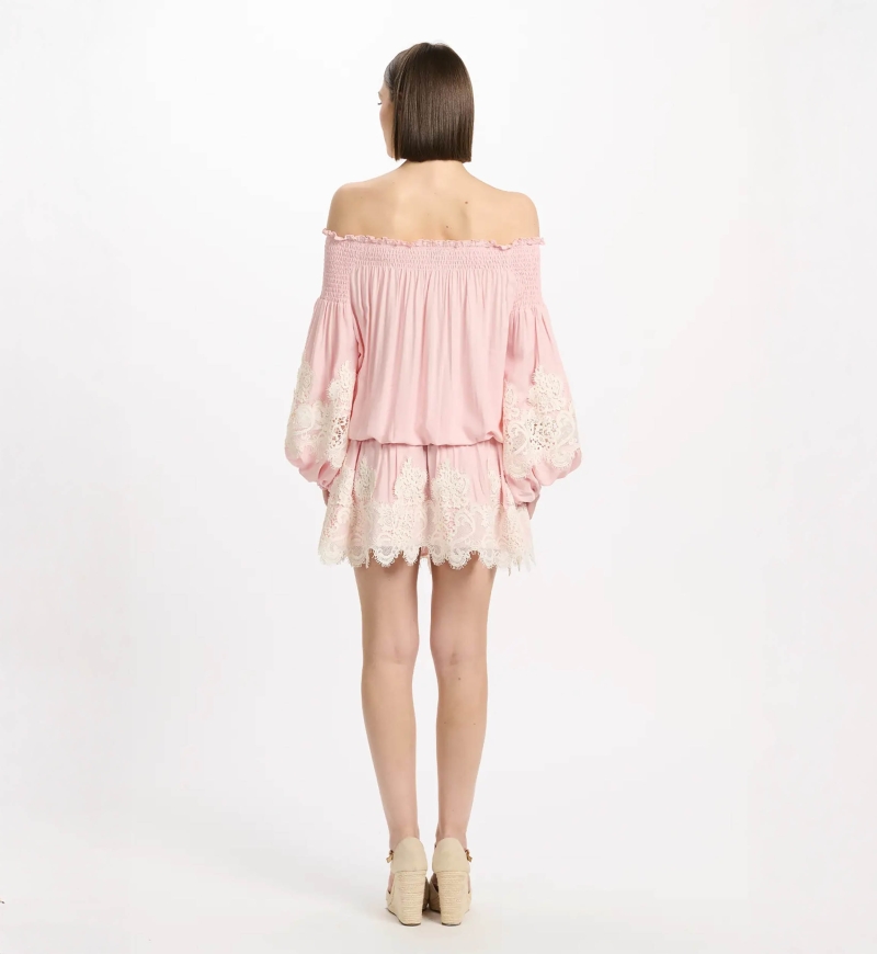 Vestido Laurel – Vestido corto con hombros descubiertos y cordones, 100 % modal – Miss June Paris - 9