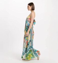 Vestido Britney – Vestido longo com alças finas, em modal estampado com laços, 100 % modal – Miss June Paris - 5